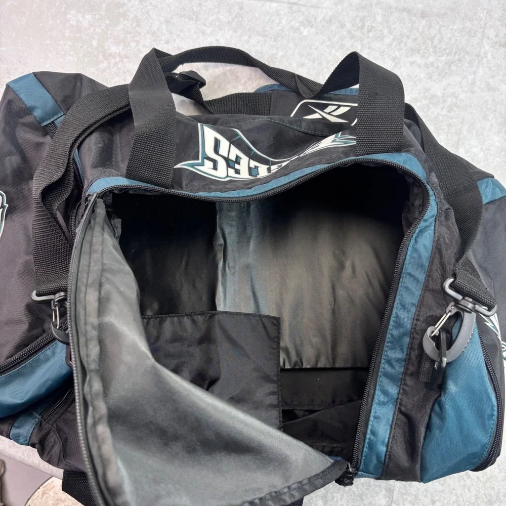 Reebok Philadelphia Eagles Duffel Bag NFL Gym Travel Sports Black Teal Large